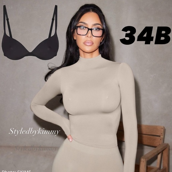 SKIMS Ultimate Push Up Nipple Bra in ONYX 34B Black NWT NEW - Picture 6 of 6